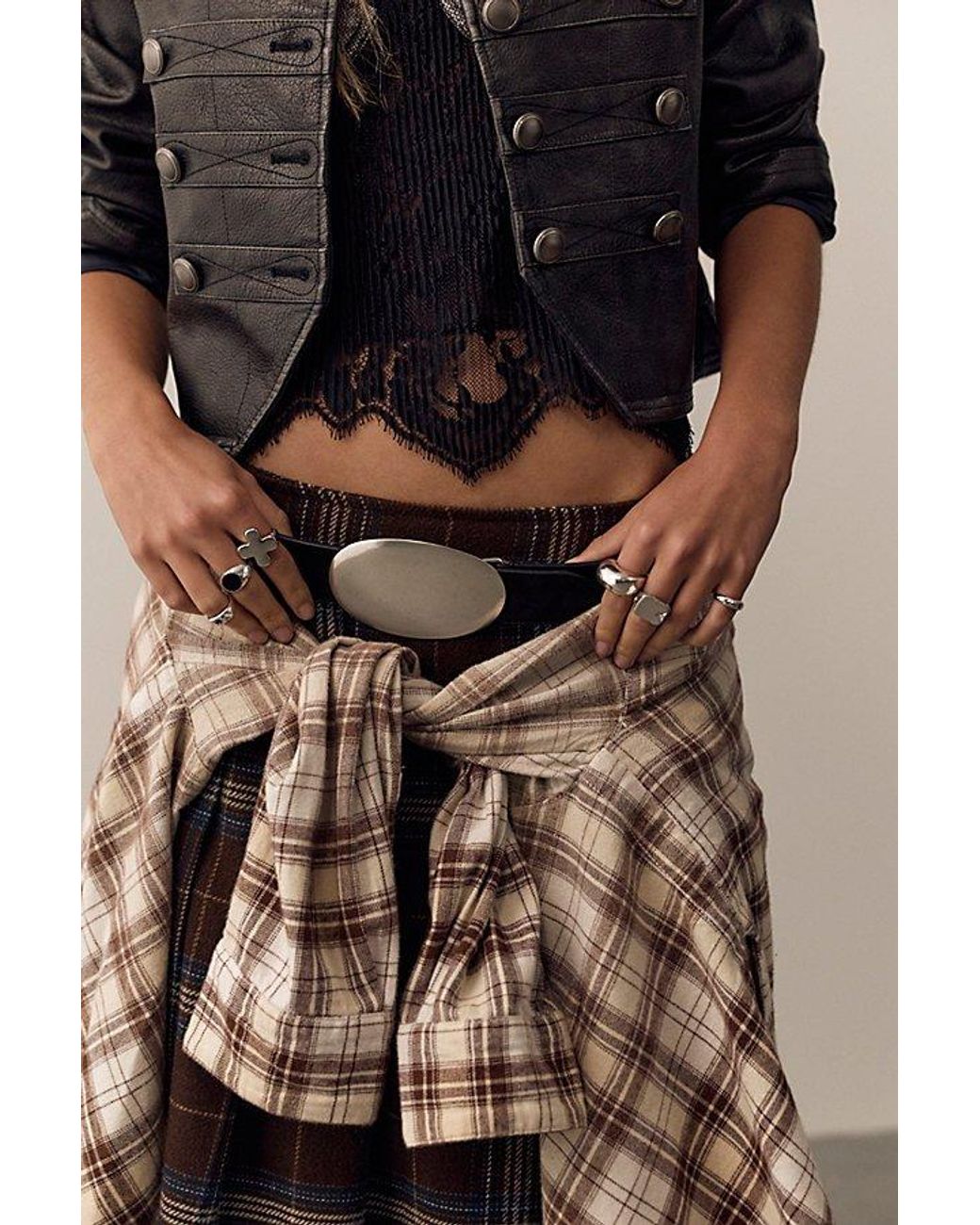 Free People Brown Hannah Chunky Ring Set