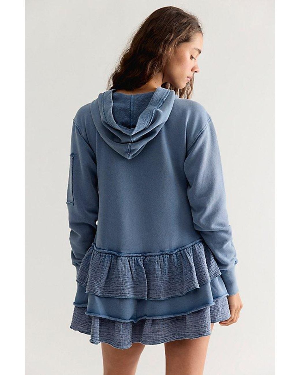 Free People Blue Piece Of Cake Zip-Up Cardi