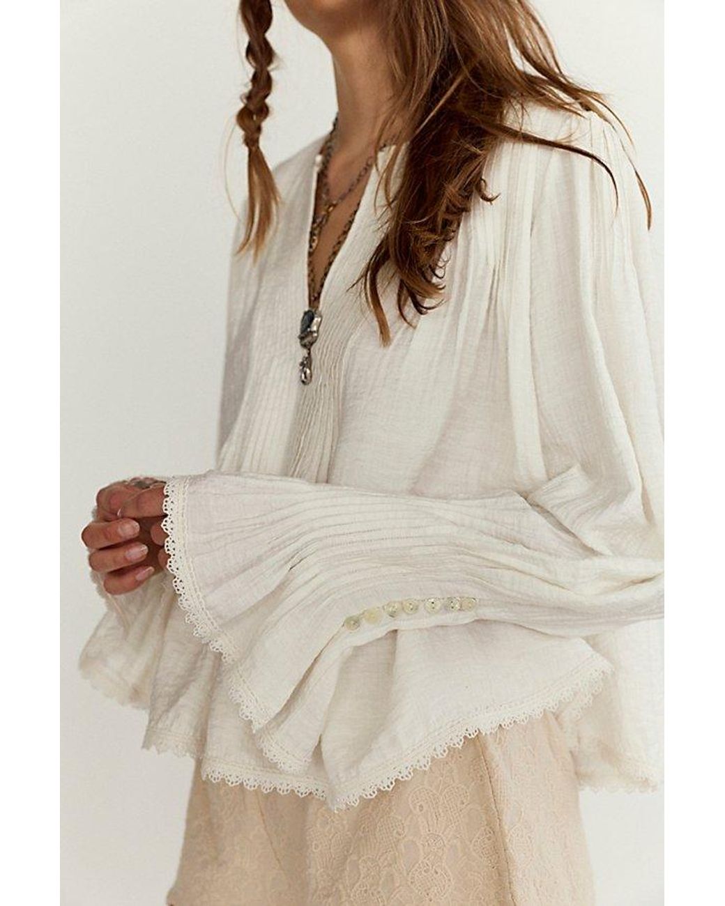 Free People Natural Thousand Pintucks Blouse