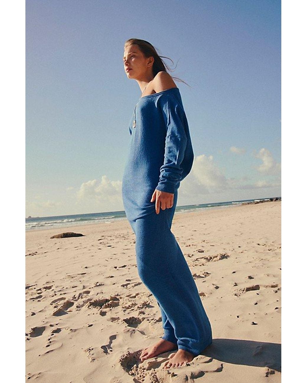 free-est Blue Hollis Sweater Midi Dress By