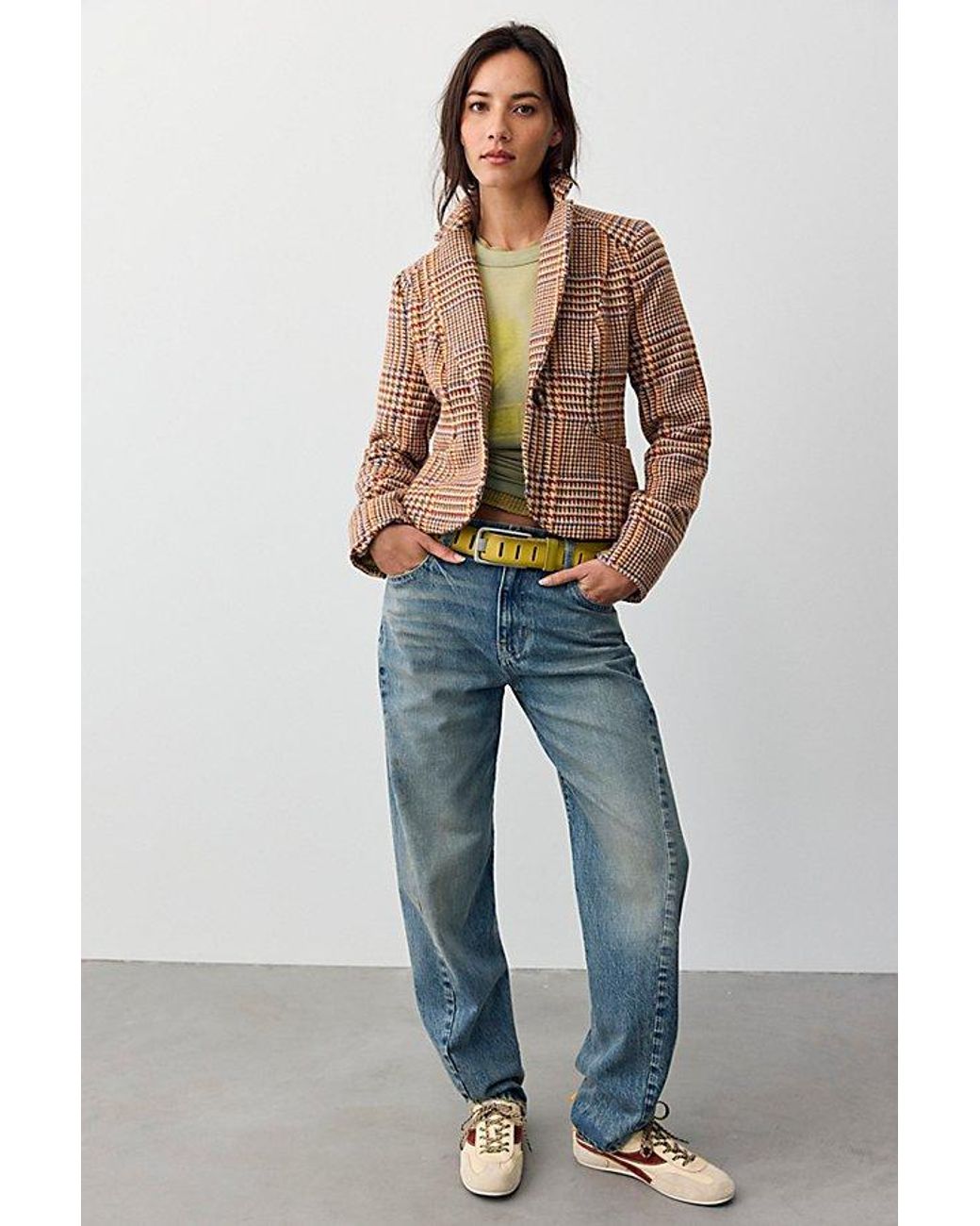 Free People Brown Whip Smart Nine Lives Blazer