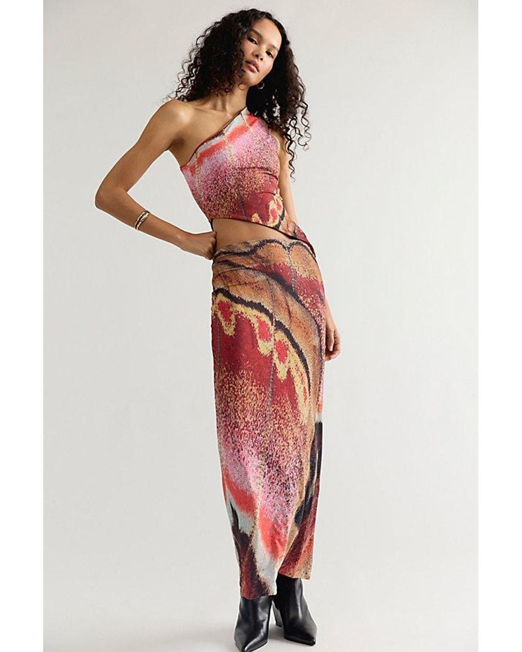 Feners Brown Besos Midi Skirt Set