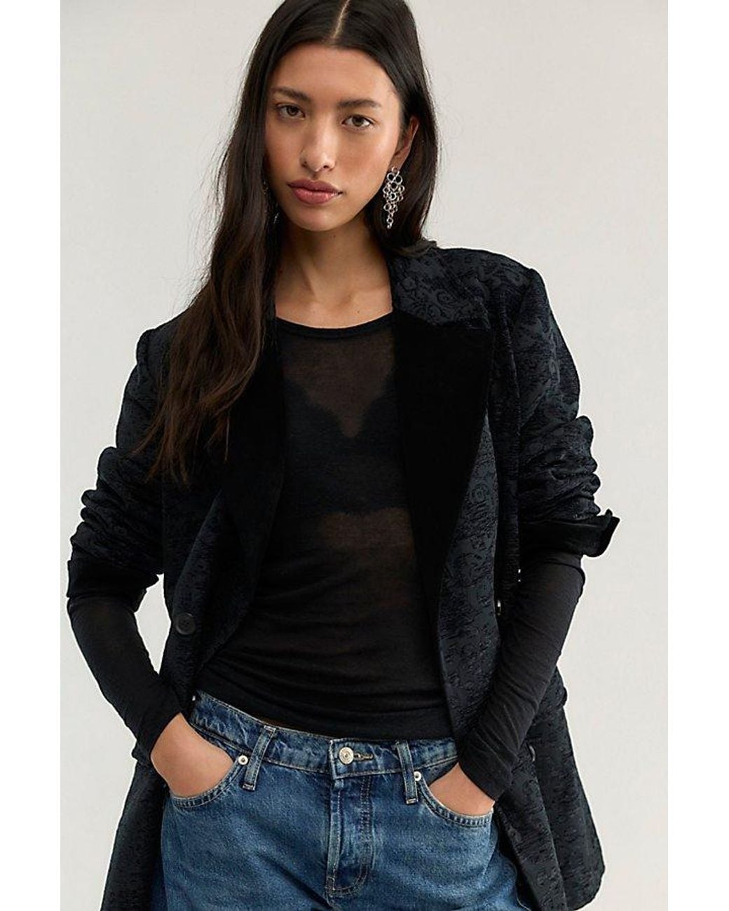 Intimately By Free People Black Stackable Sheer Layering Long Sleeve By