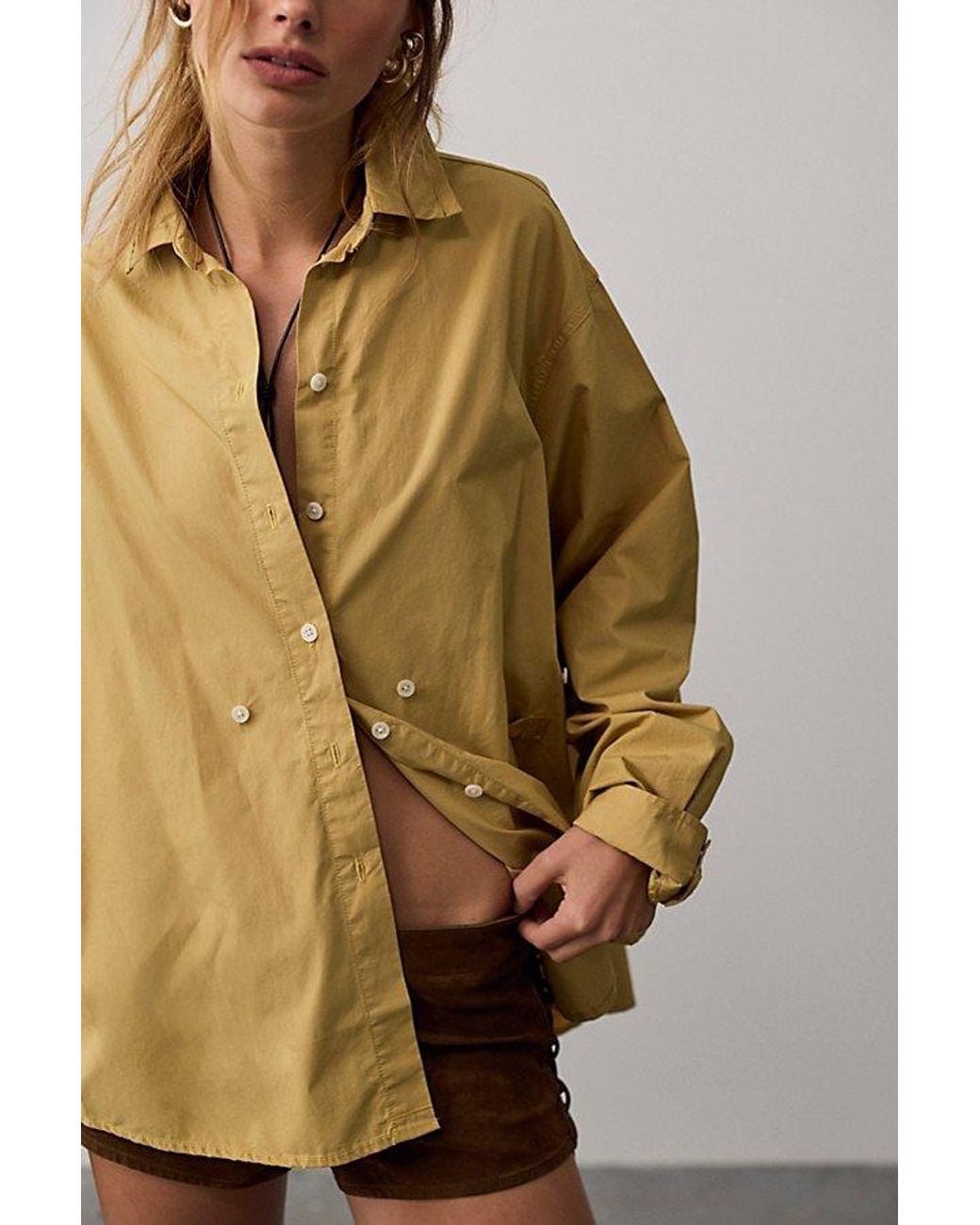 Free People Brown We The Free Many Ways Solid Button Down