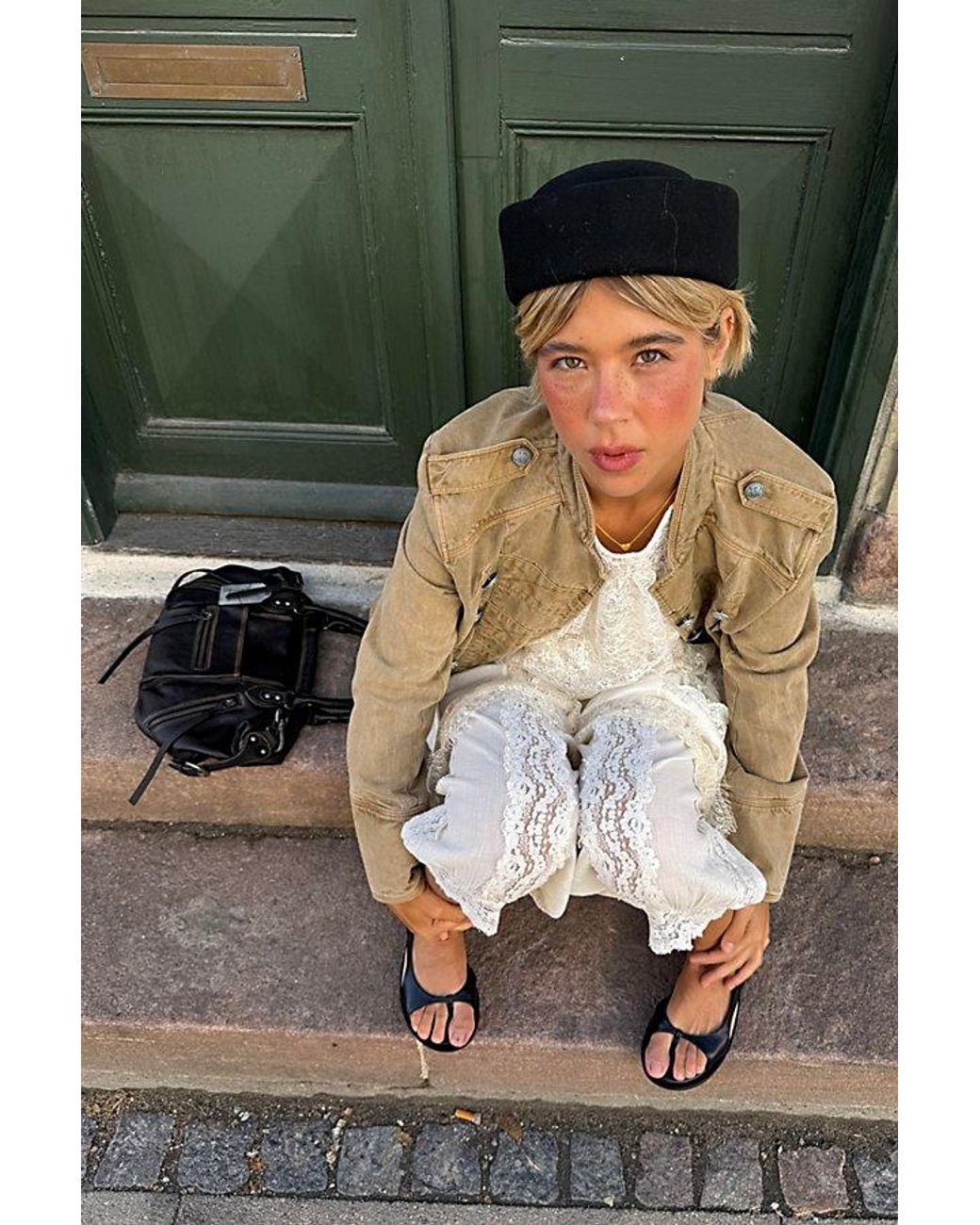 Free People Black Prim Pillbox Hat