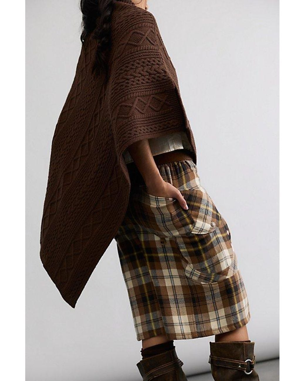Free People Multicolor Cannon Cable Poncho