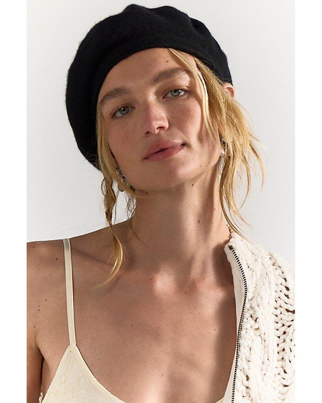 Free People Black Chic Cashmere Beret