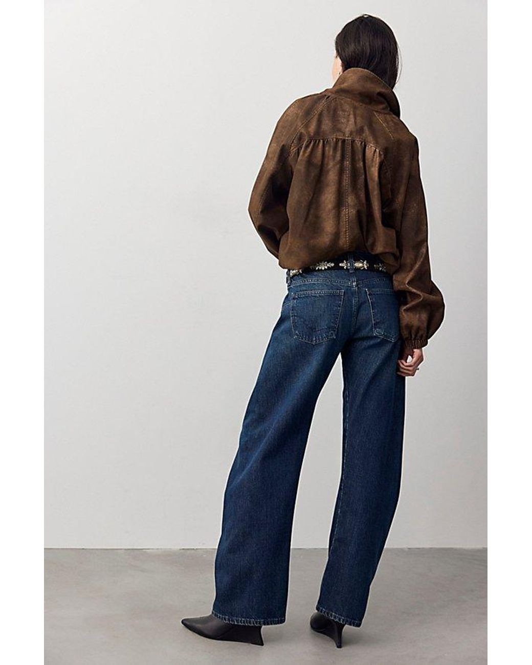 Free People Blue Fable Low-Rise Twisted Bowed Jeans