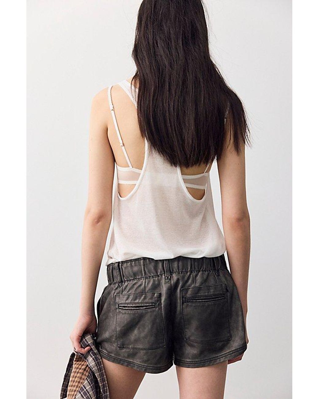 Free People Black Waimea Vegan Slouchy Shorts