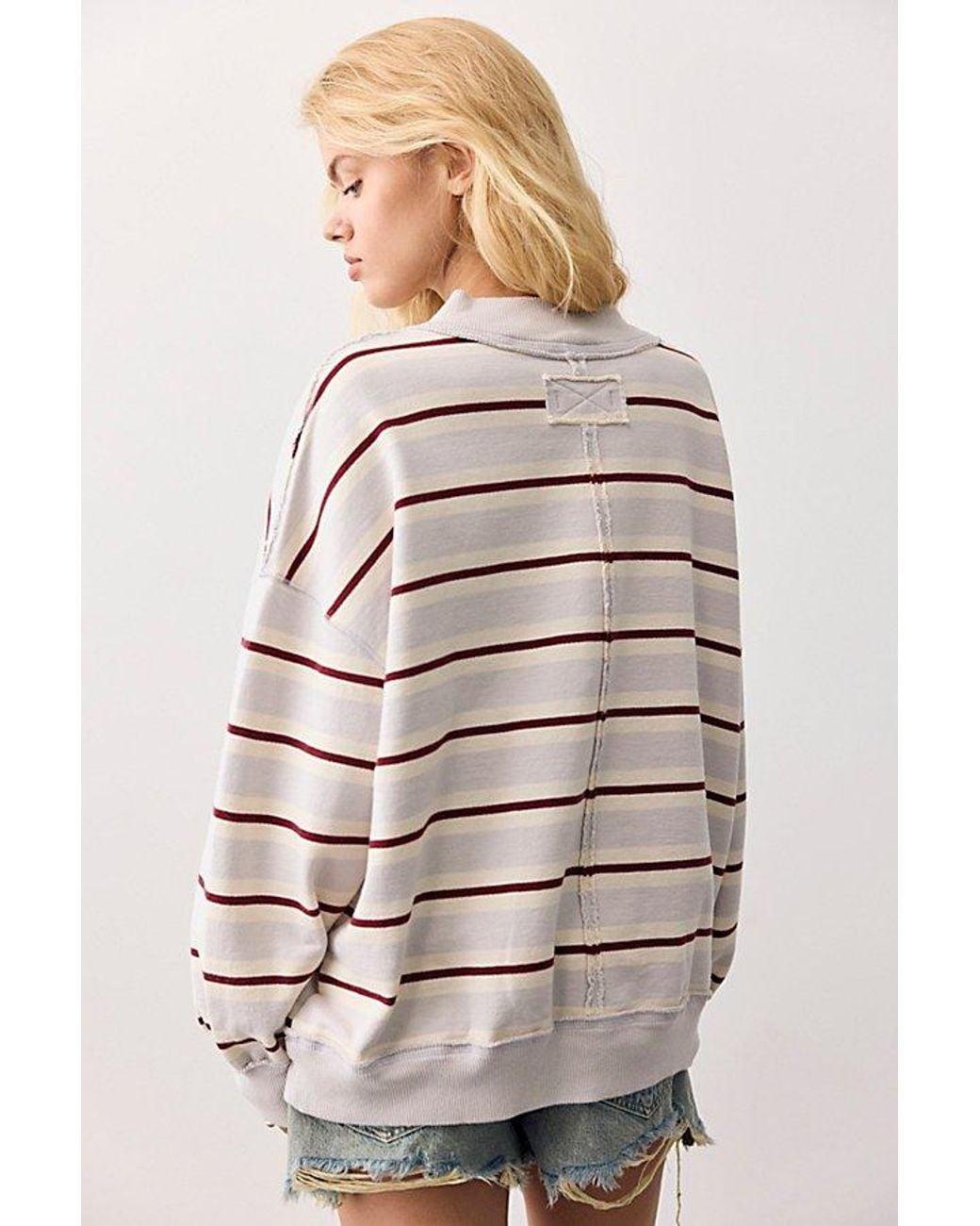 Free People Natural Palm Springs Striped Pullover