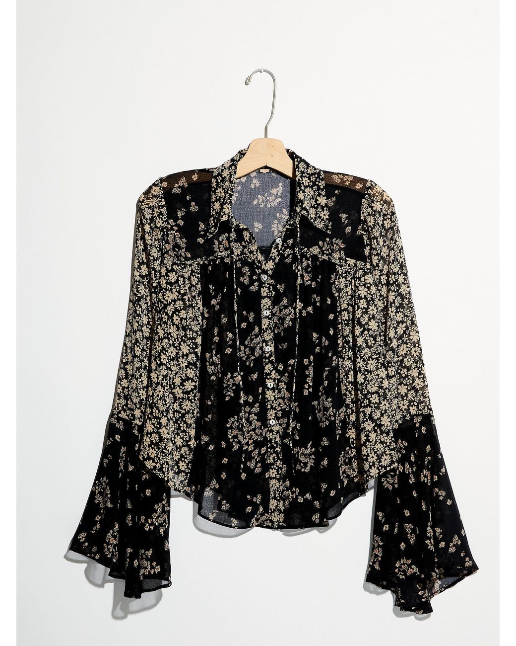 Free People Babetown - Black Bell Sleeve Top - Black Blouse - Lulus