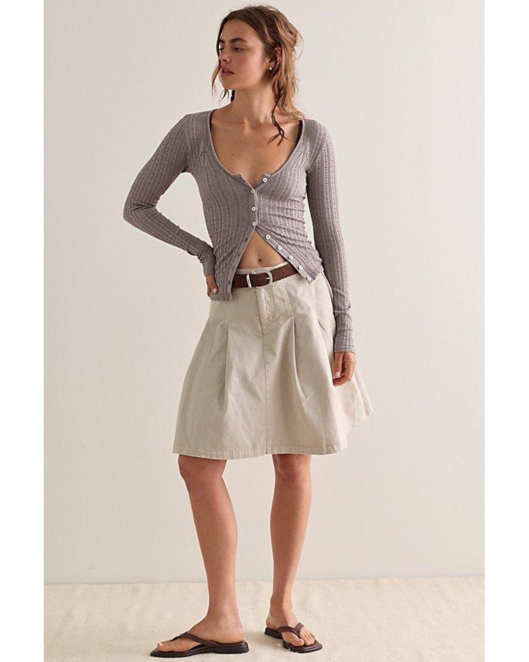 Intimately By Free People Brown So Soft Pointelle Cardi By