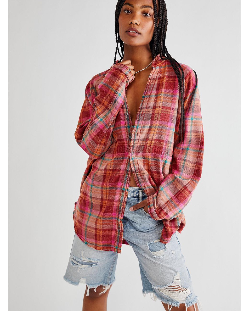 Free People Cotton We The Free Summer Daydream Plaid Buttondown | Lyst