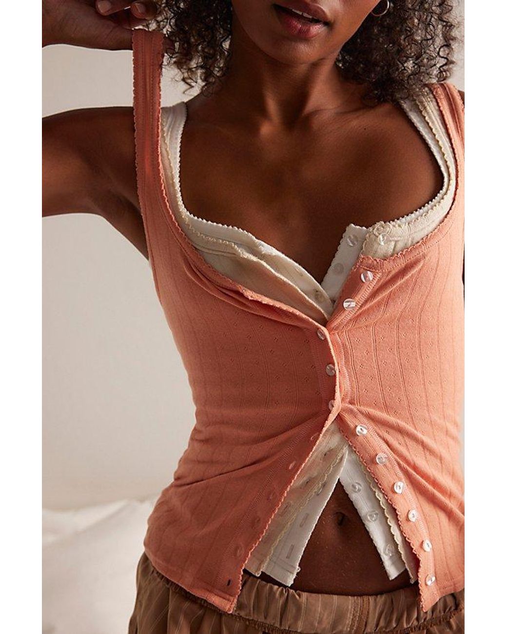 Intimately By Free People Brown End Game Pointelle Tank Top By