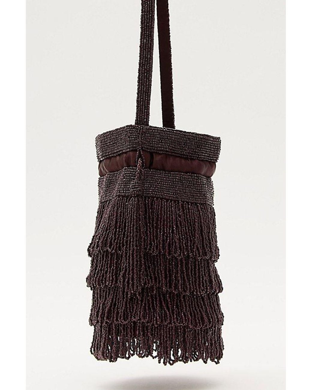 Free People White Luna Luna Beaded Crossbody Bag