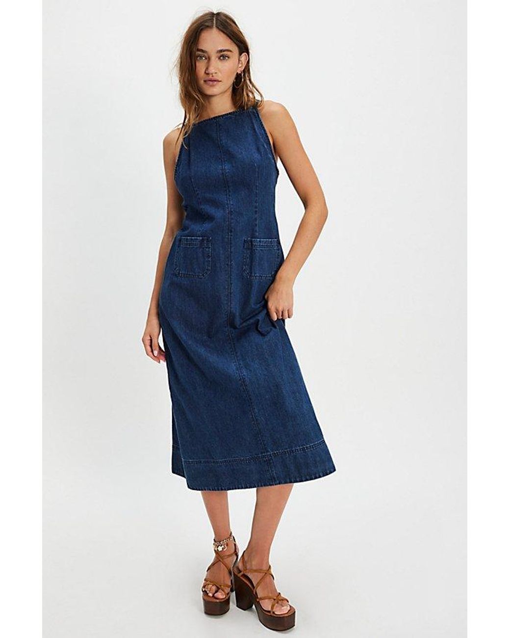 Free People ★ Dex Denim Midi Dress Free People Dex Denim Midi Dress in Blue | Lyst