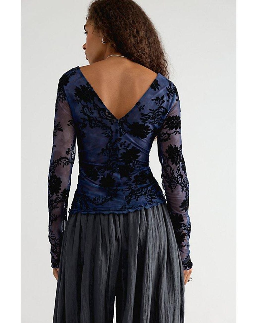 Free People Blue Lexa Long Sleeve Top