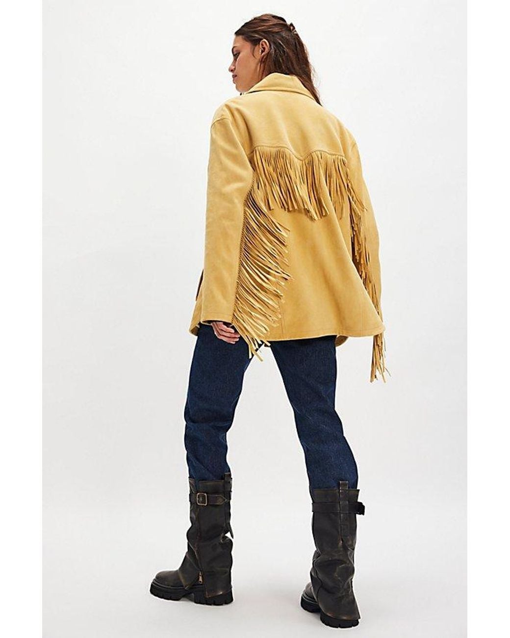 Free People Blue Fringe Out Suede Jacket