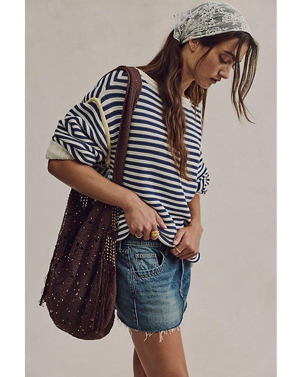 Free People Brown Sunrise To Sunset Crochet Tote