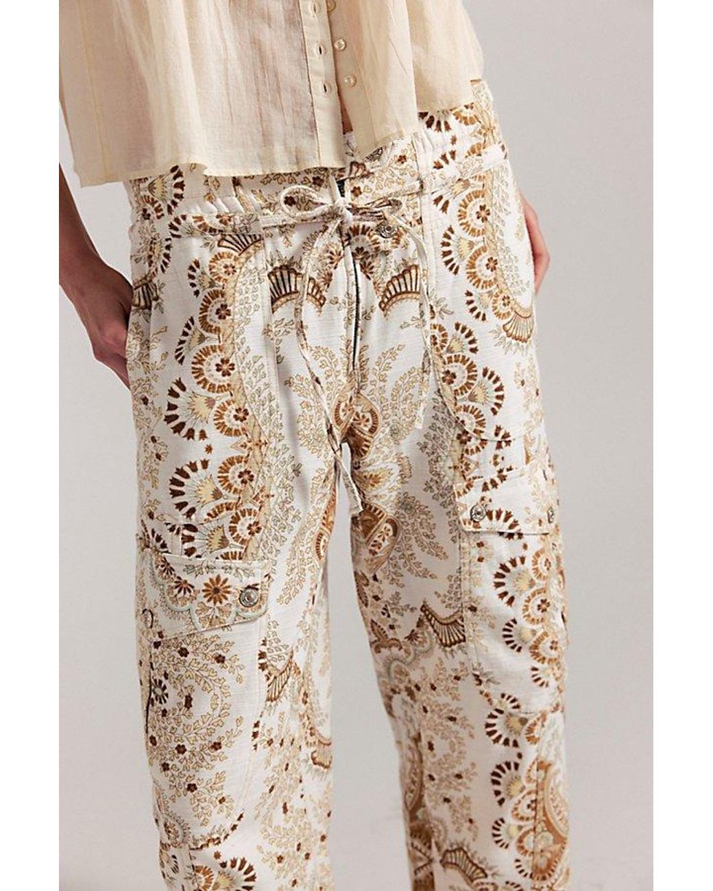 Free People Multicolor Park Ave Printed Pull-On Cargo Pants