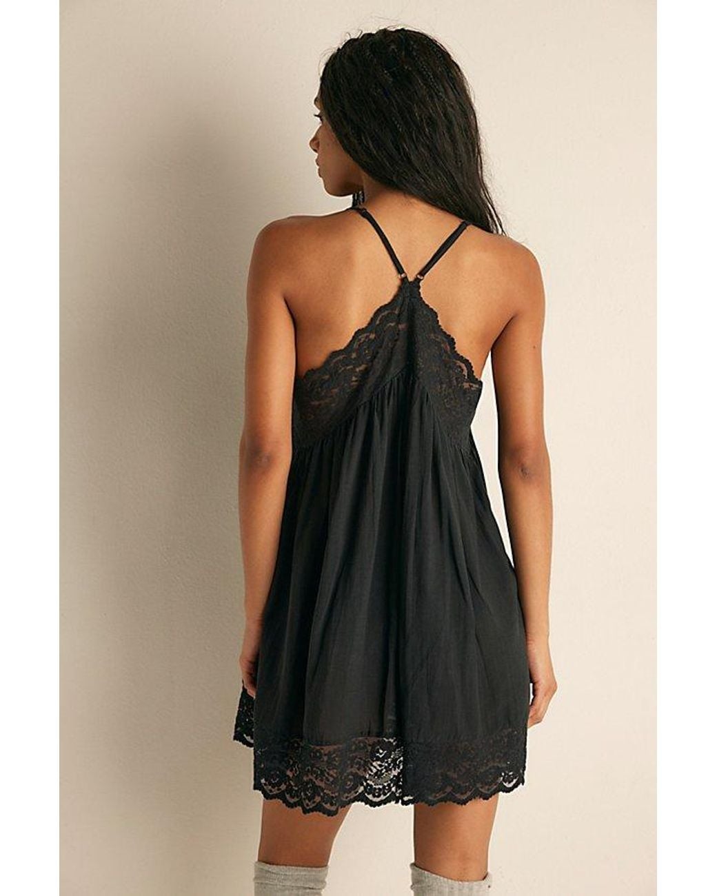 Intimately By Free People Black Fiona Mini Slip Dress By
