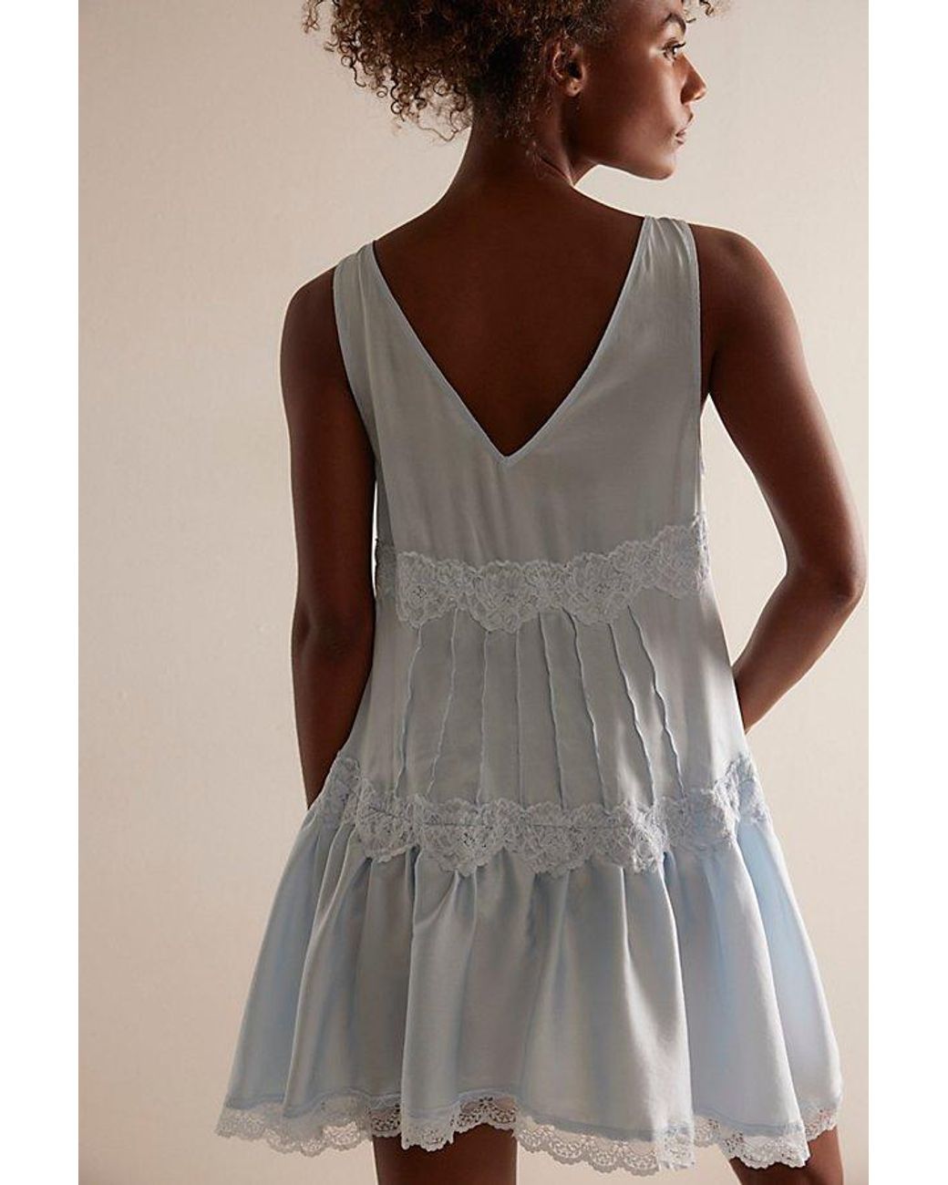 knee length dresses for ladies Free People Young And In Love Mini Slip Dress in Tofu  CHROME