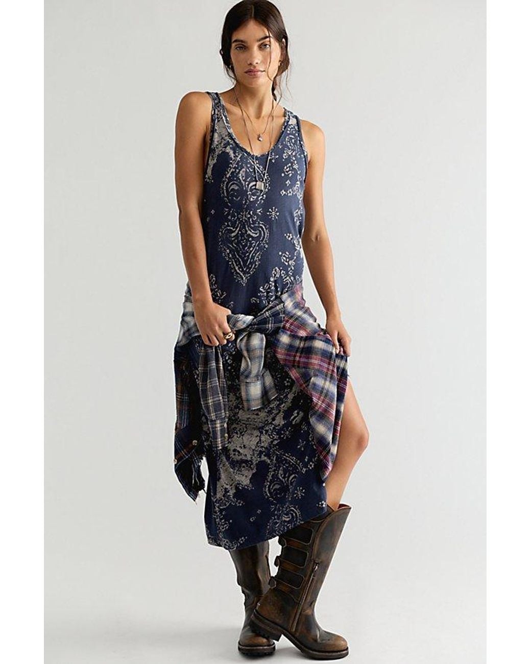 Ragabond Blue Cleo Bandana Maxi Top