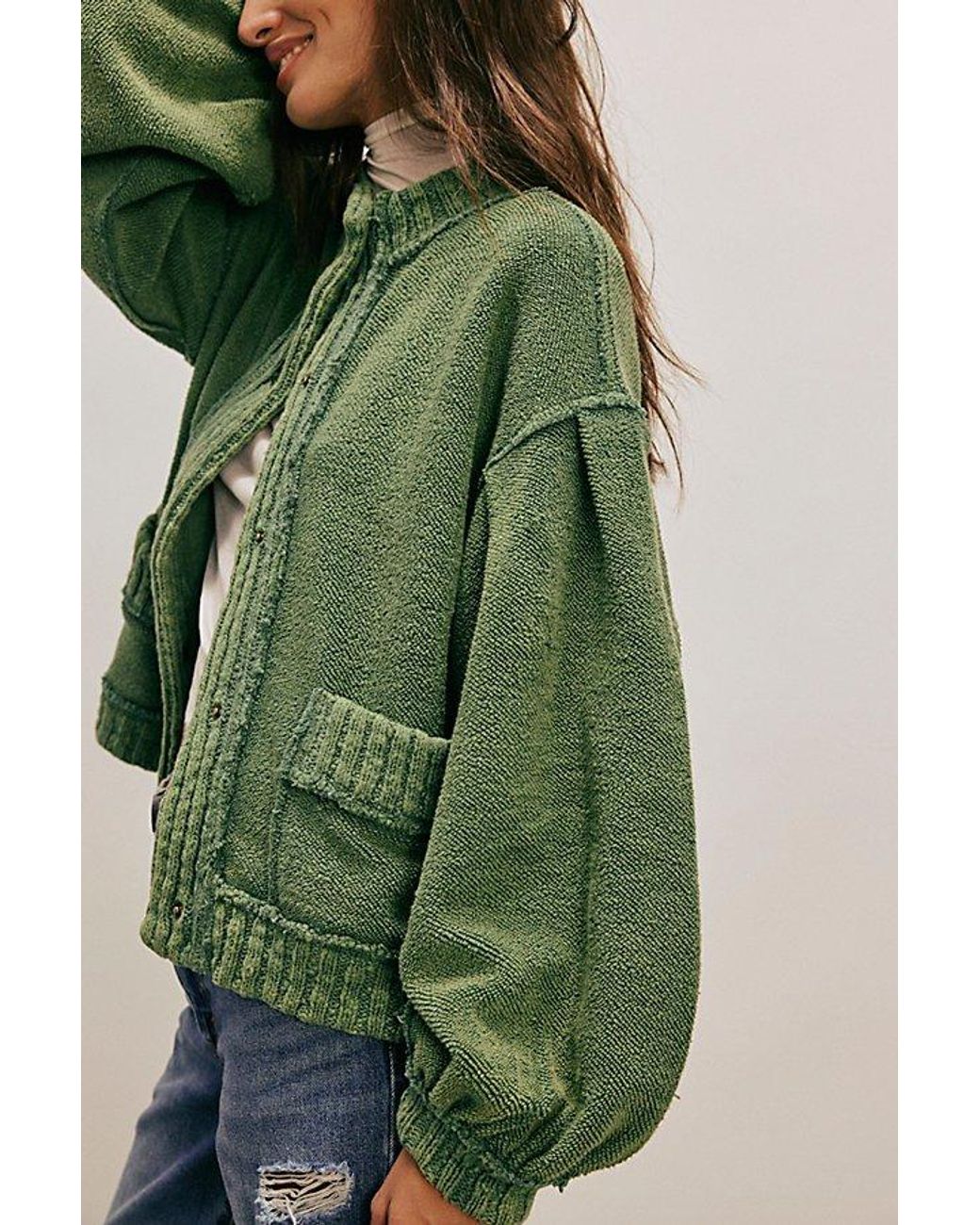 Free People Green Cozy In This Cardi