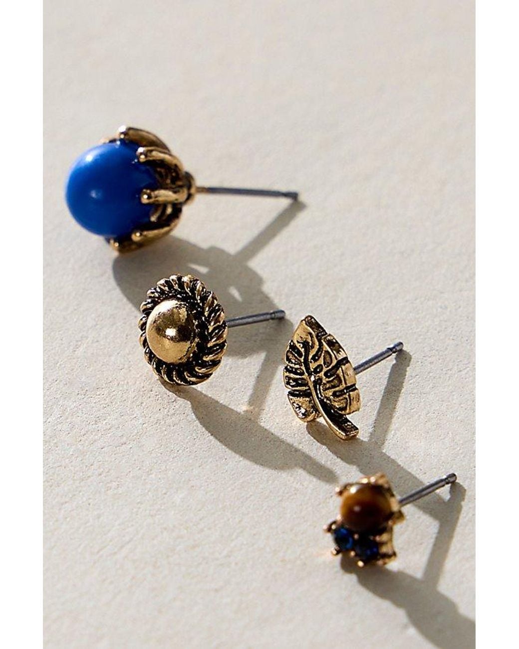 Free People Blue Teeny Tiny Mega Stud Earring Set