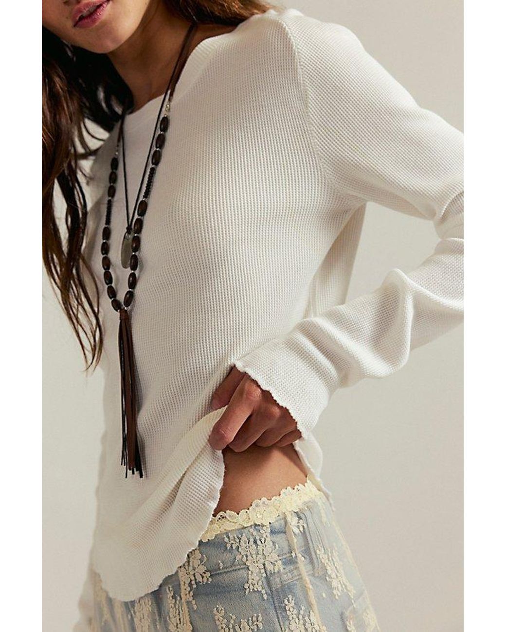 Free People Blue We The Free Easy Does It Long Sleeve Tee