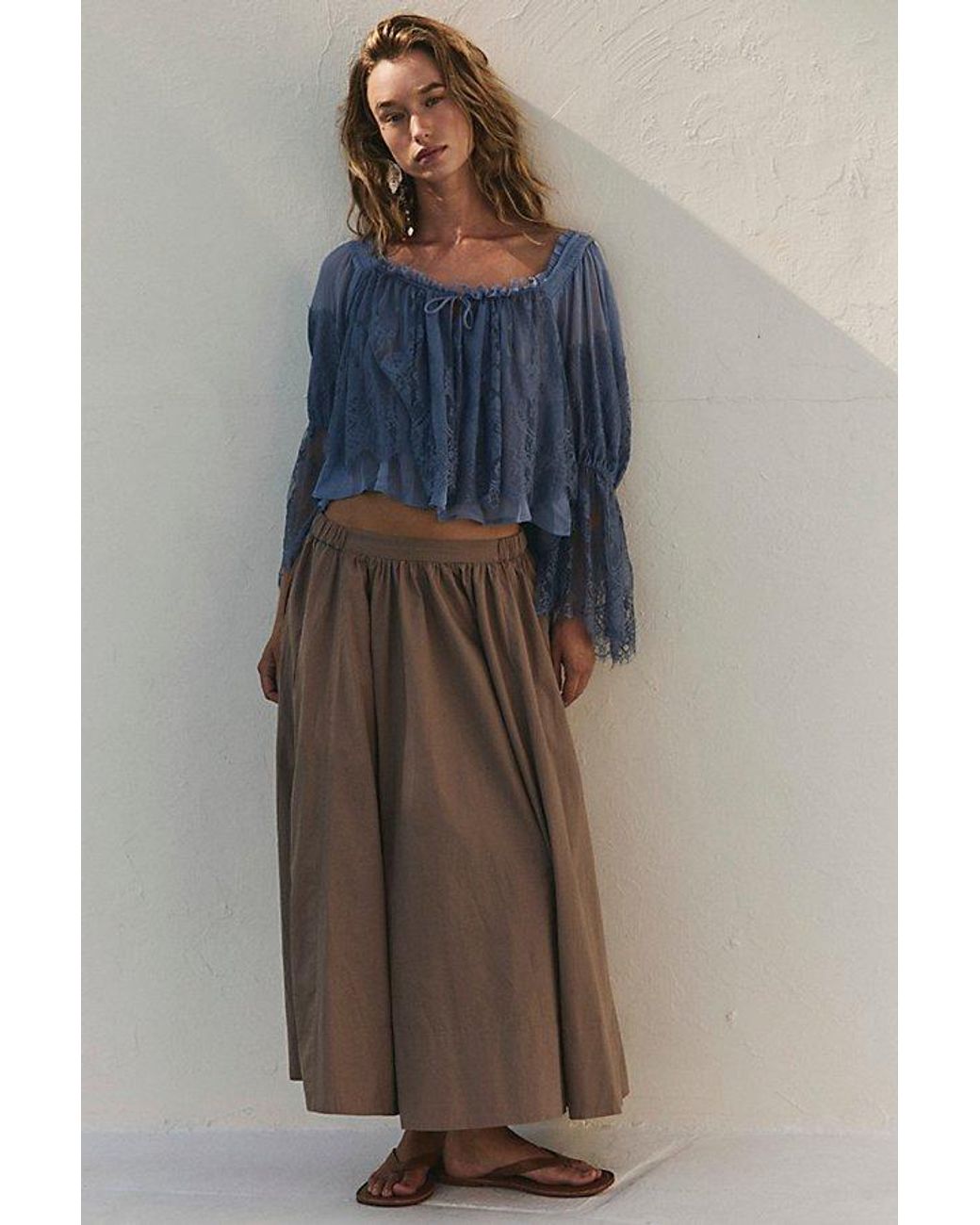 free-est Natural Lowen Midi Skirt