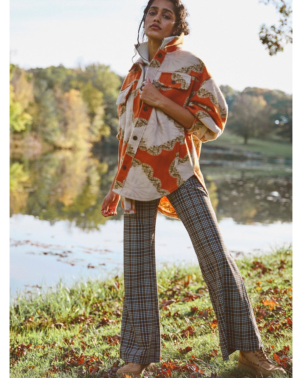 Free People Synthetic Plaid Jules Pants 