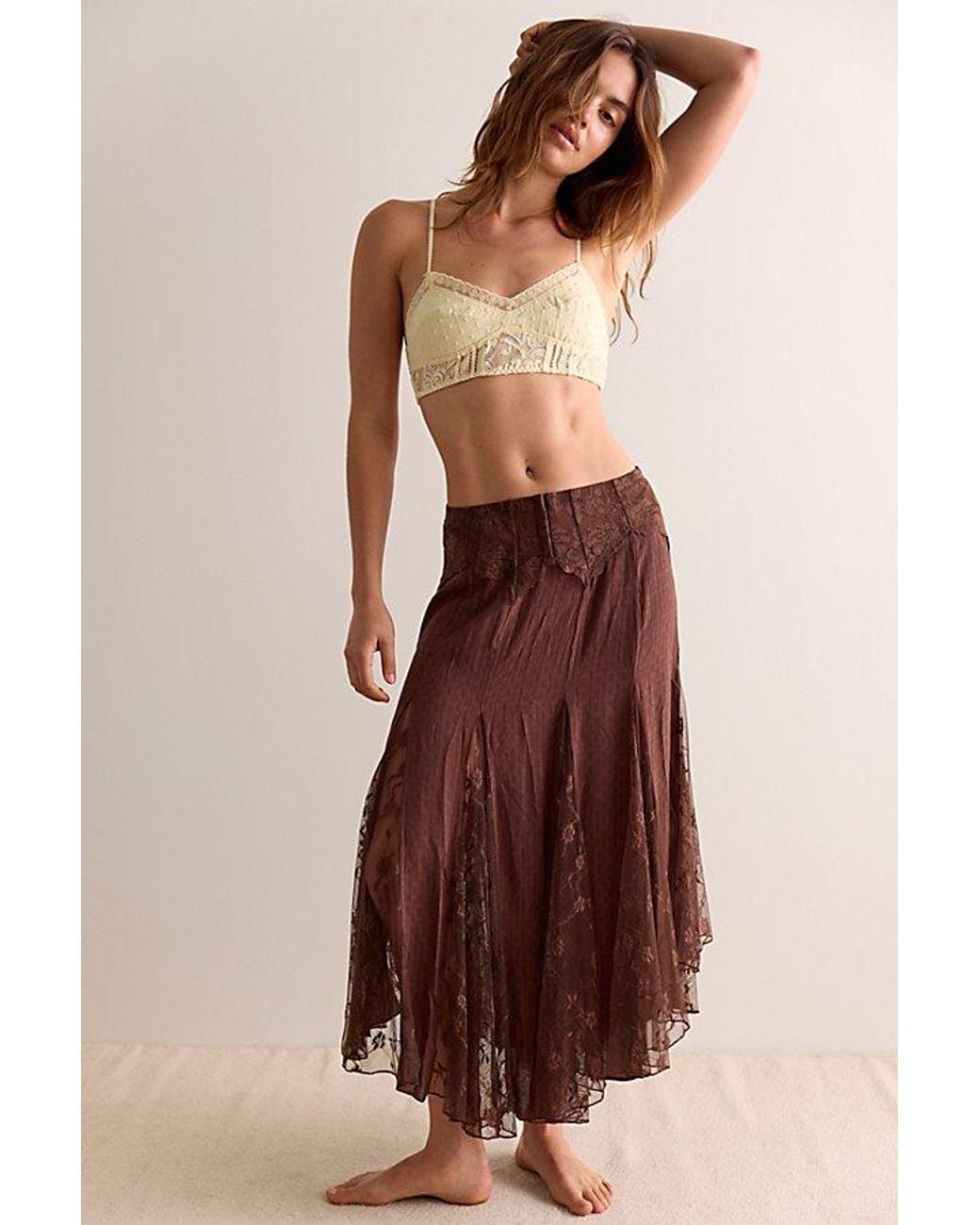Intimately By Free People Brown Nice To Meet You Maxi Slip Skirt By