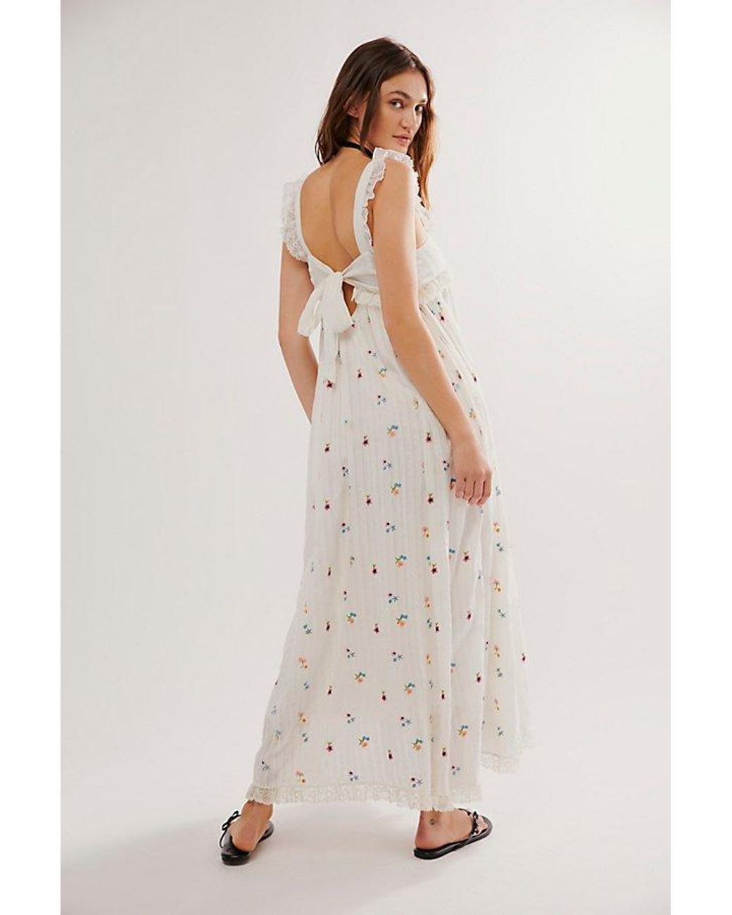Free People Starlight Babydoll Maxi Dress in Natural | Lyst