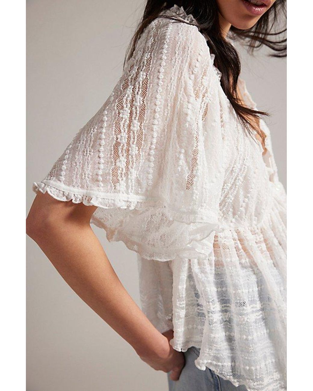 Free People Gray In Your Dreams Lace Top