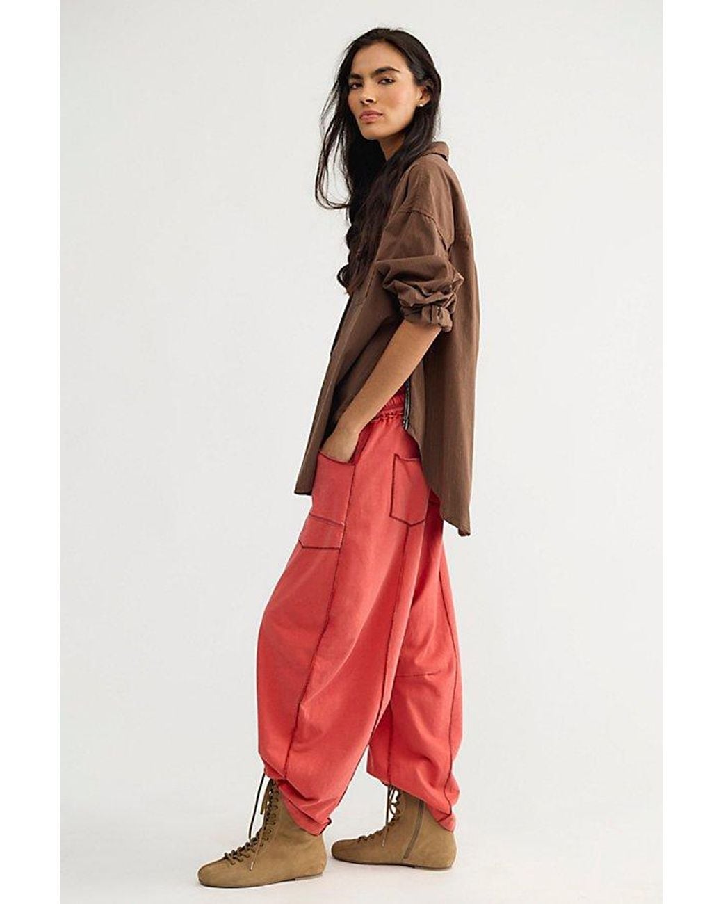 Free People Red Kaiden Barrel Trousers