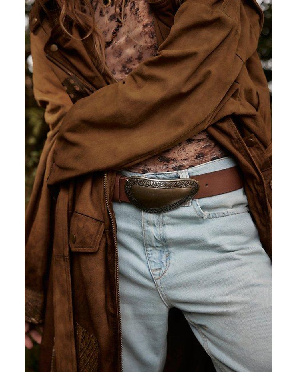 Free People Paloma Buckle Belt in Brown | Lyst