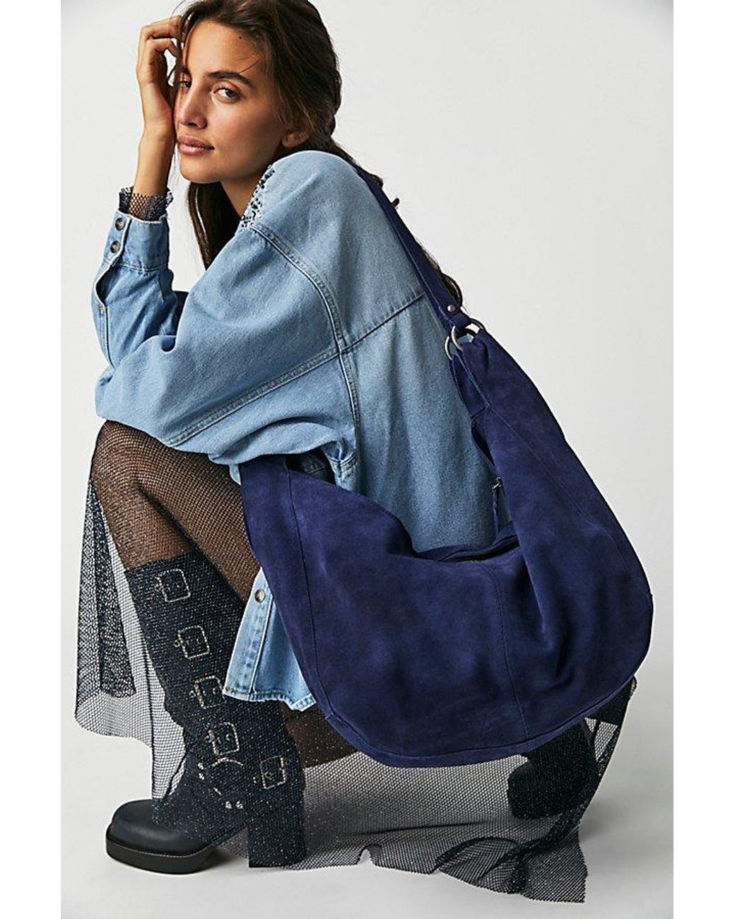 Free People Blue Roma Suede Tote Bag