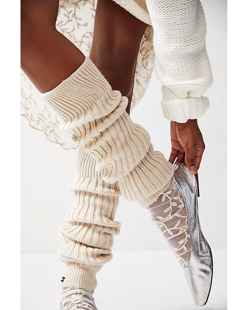 Free People Natural Delaney Ribbed Leg Warmer