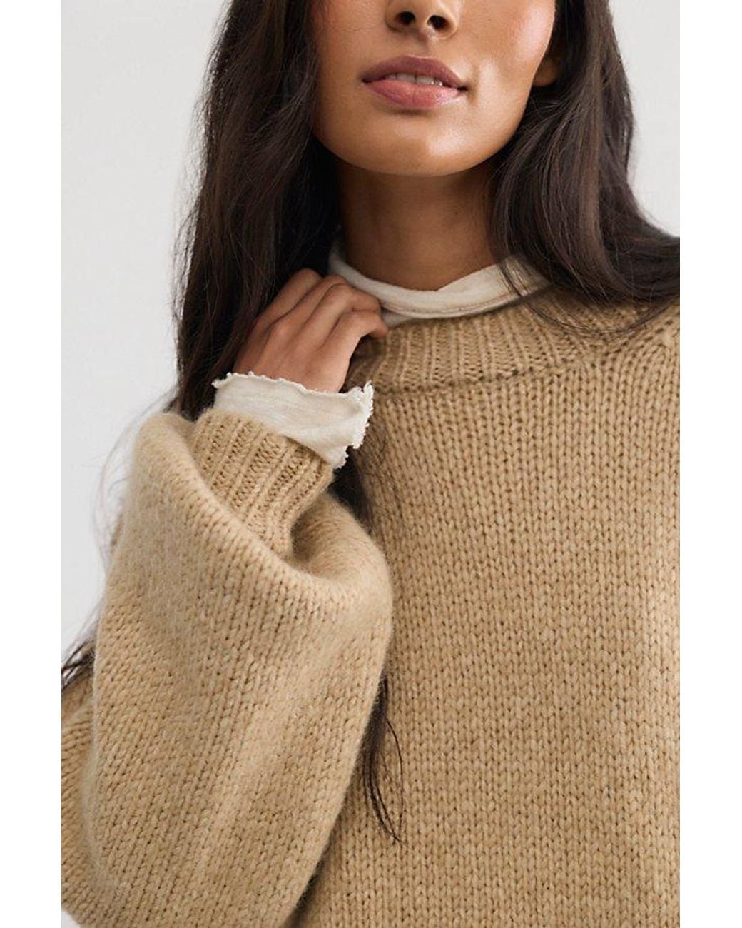 Free People Brown Sunday Morning Asymmetric Knit Sweater