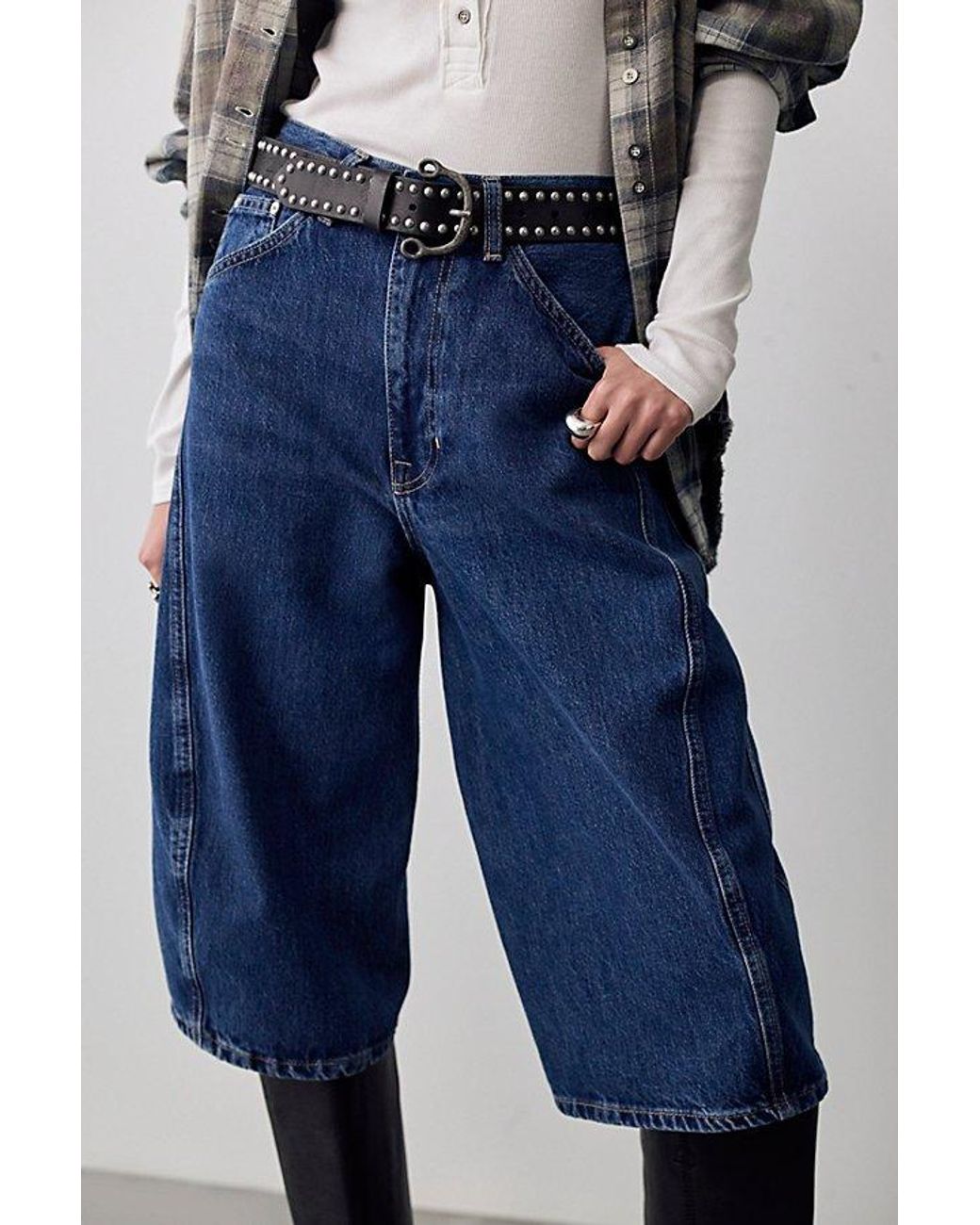 Free People Blue Jax Articulated Cropped Jeans