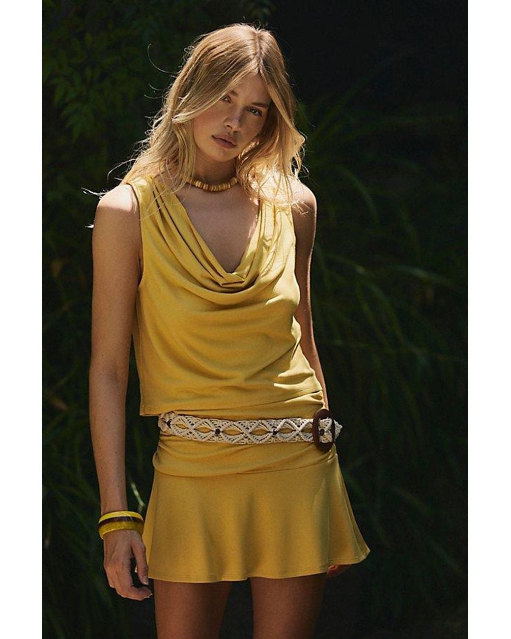 free-est Yellow Good Feels Mini Skirt Set By