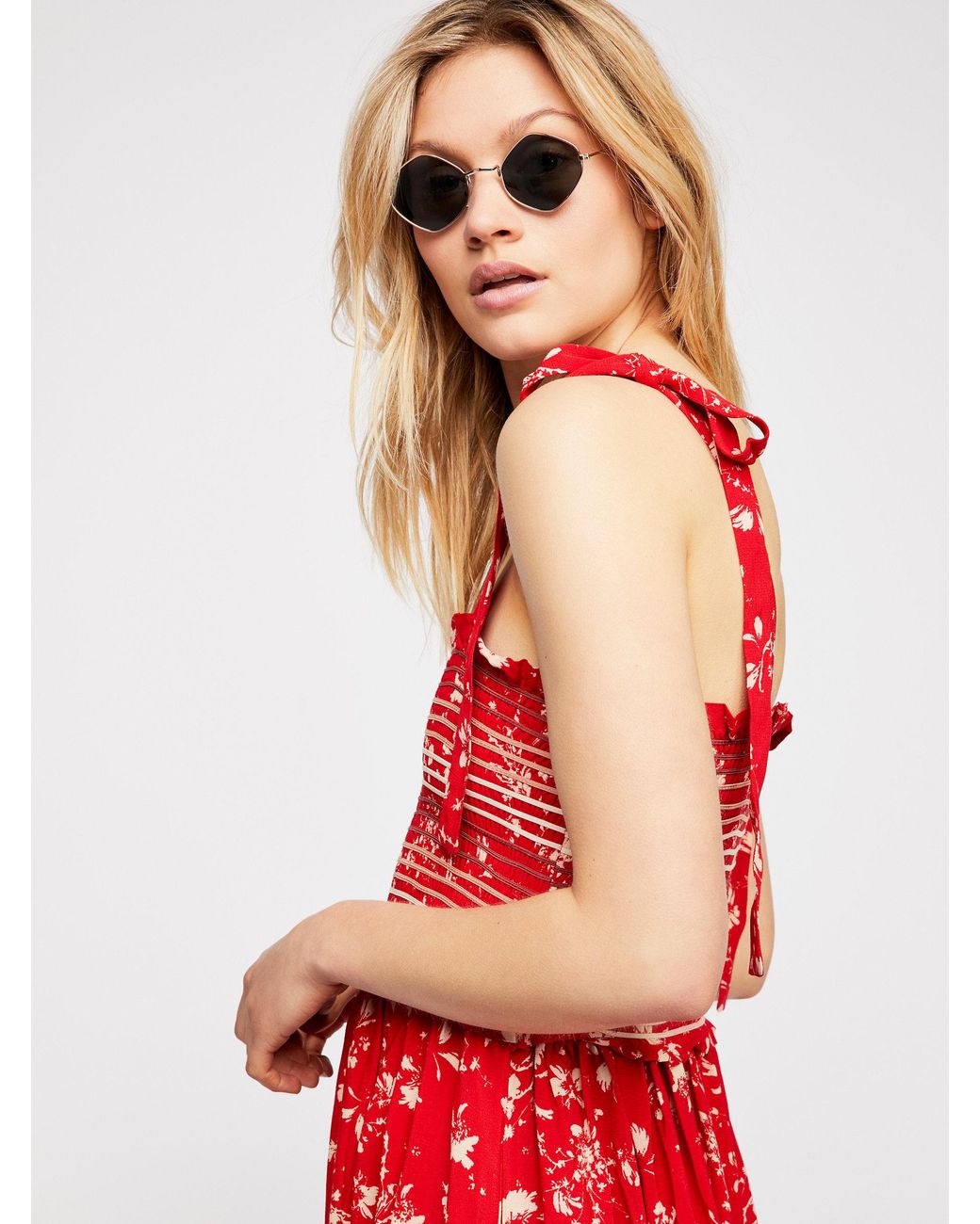 Free People Color My World Floral Jumpsuit in Red | Lyst Canada