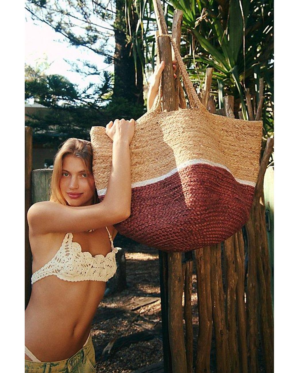 Free People Mega Jute Tote Bag in Natural | Lyst