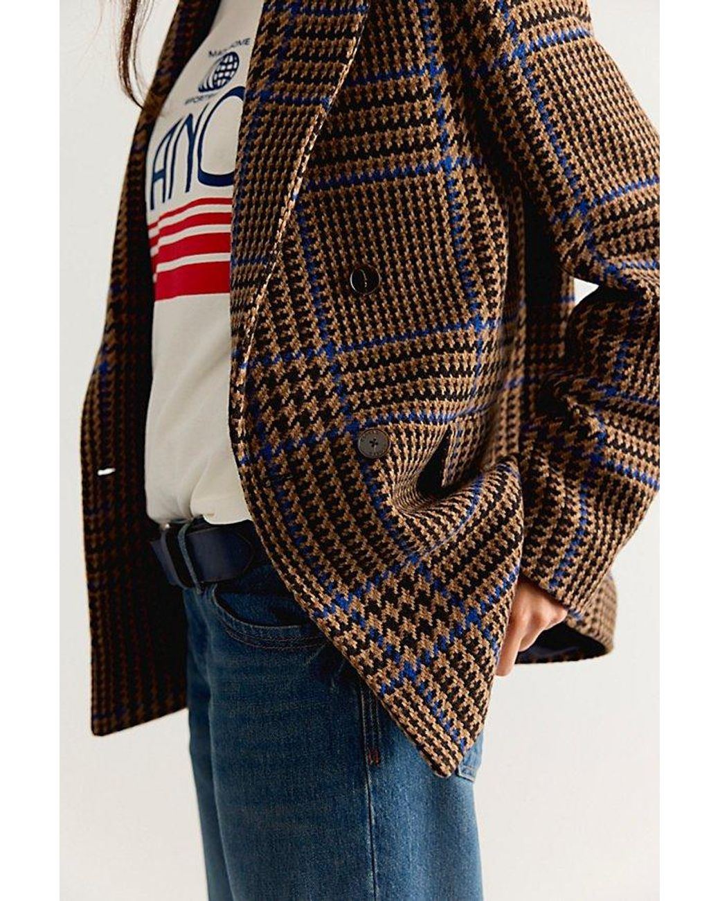 Closed Brown Fitted Double Breasted Blazer
