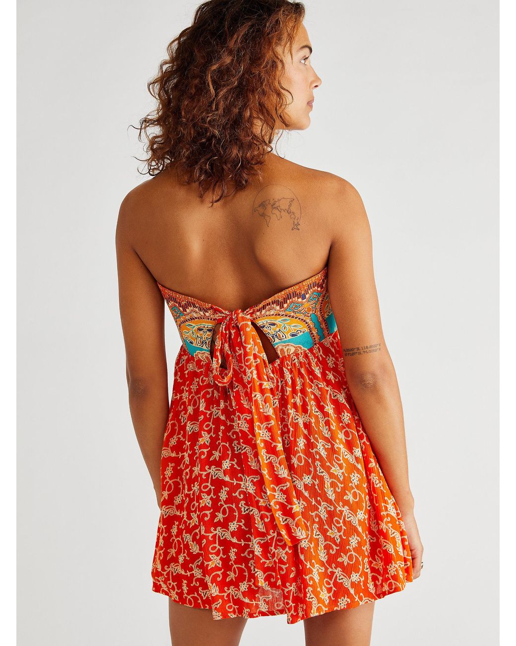 free people orange strapless dress Essentially The Best Cotton-Linen Mini Dress