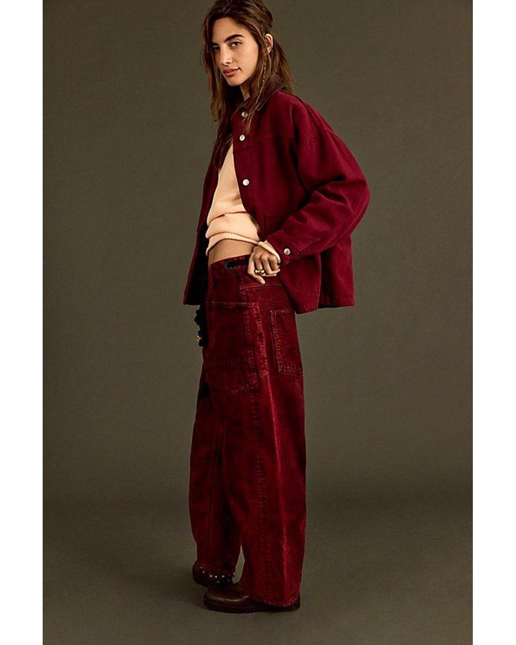 Free People Brown Moxie Pull-On Barrel Jeans