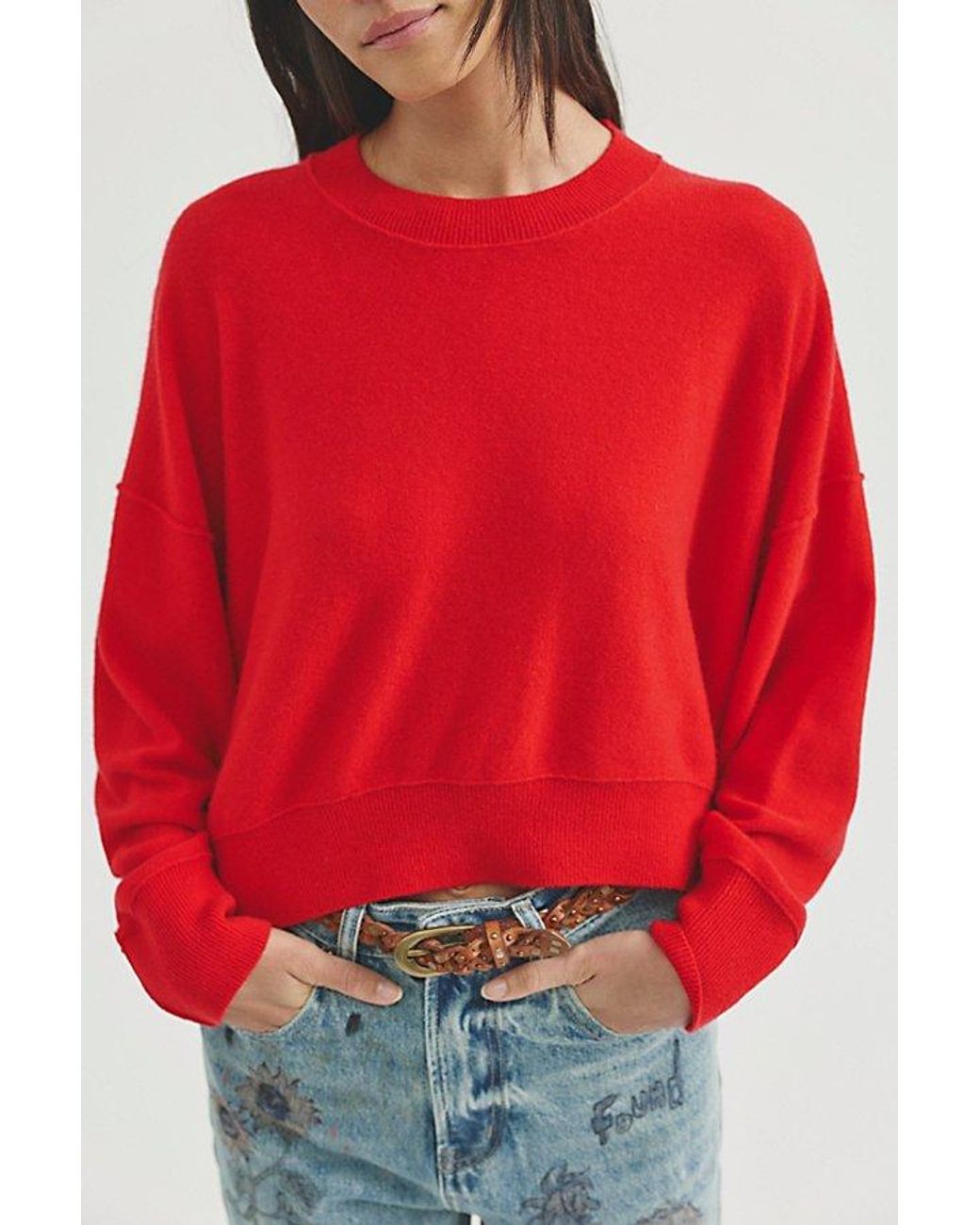 Free People Red Solstice Cashmere Pullover