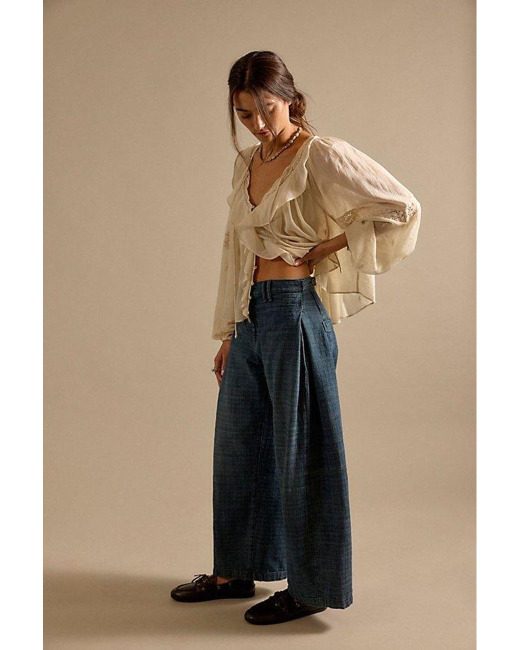 Free People Blue Free To Roam Cropped Jeans