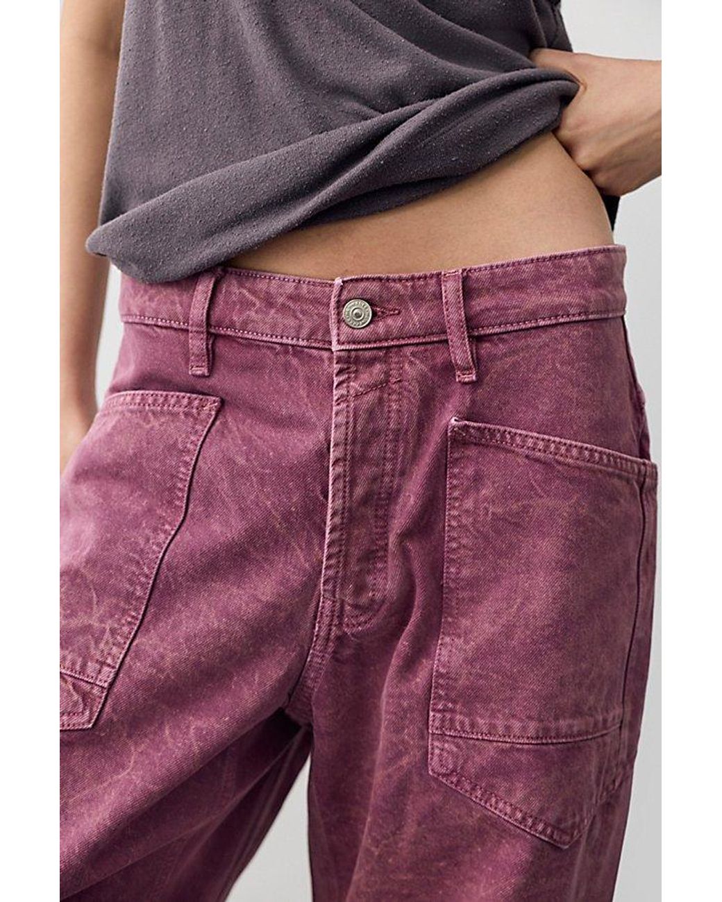 Free People Red We The Free Minimalist Moxie Barrel Jeans